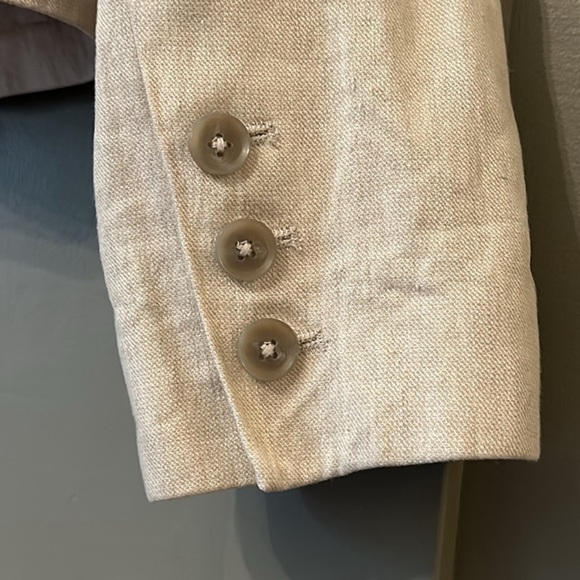 Vince Rustin Blazer Linen Blend Open Front Pockets Beige Light Tan Size 4 - Picture 5 of 7